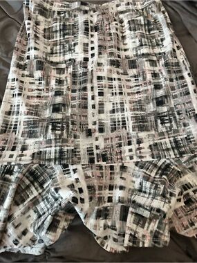 Cato Black, White & Light Pink Abstract Plaid Skirt size M
